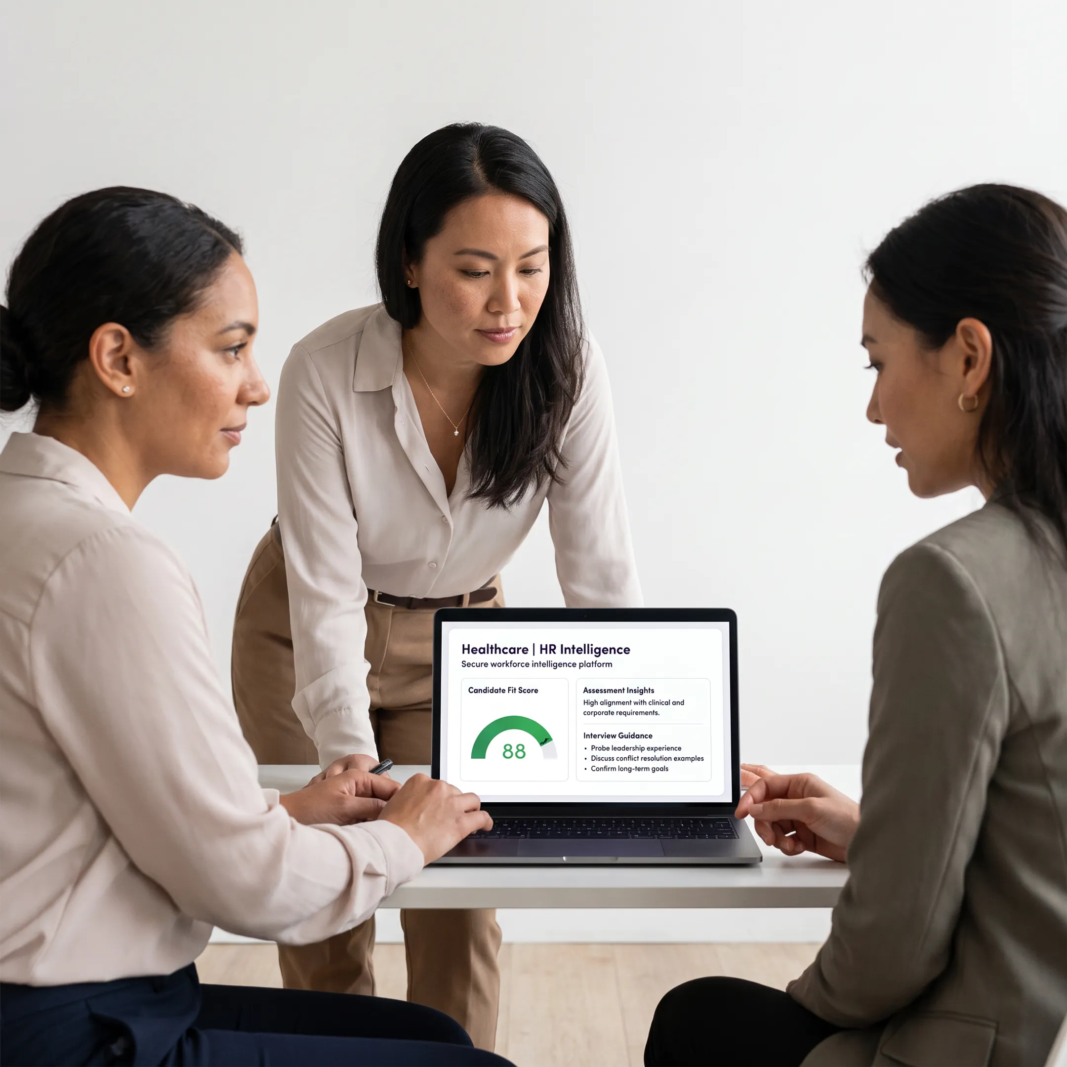 Behavioral assessment dashboard supporting a hiring decision
