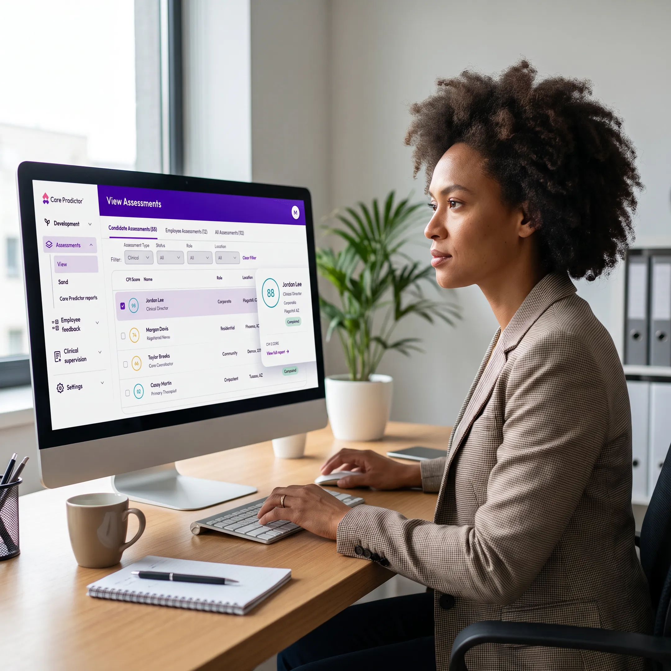 Recruiter reviewing structured communication assessment insights