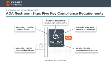 ADA tactile sign requirements for braille mounting height and contrast