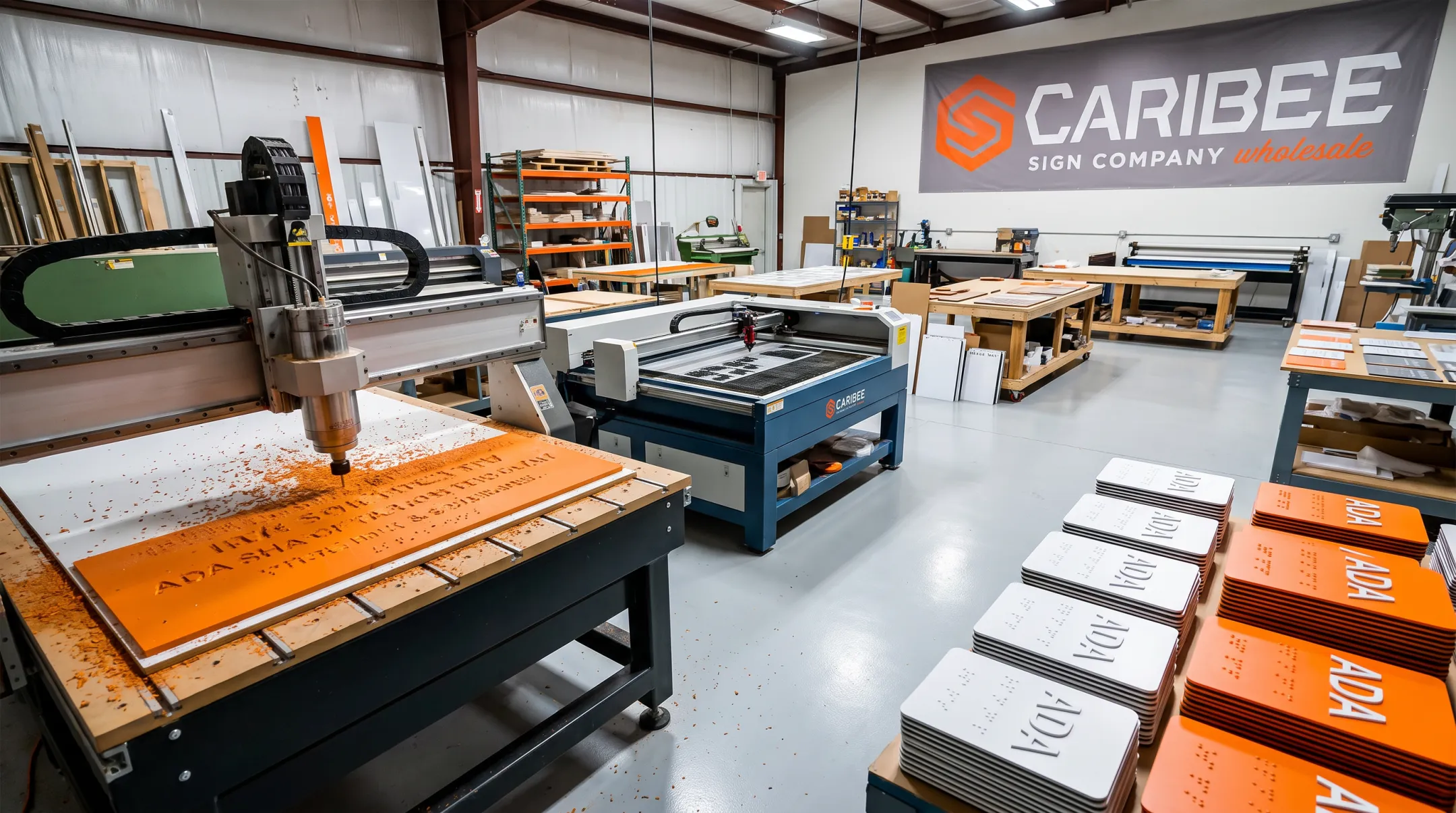 CNC routing and laser engraving equipment producing ADA signage