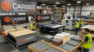 Caribee Sign manufacturing facility producing custom ADA tactile signage
