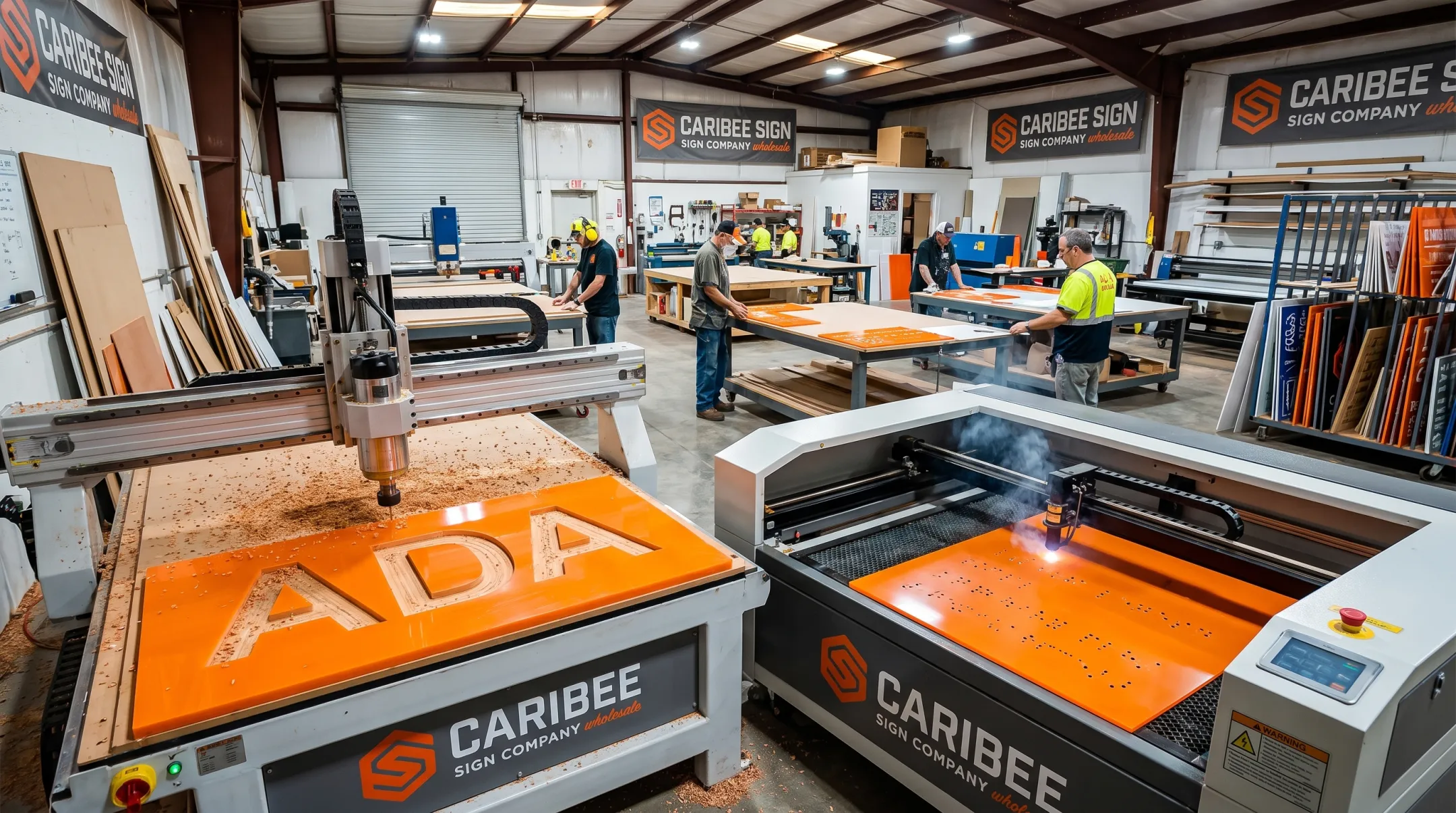 Caribee Sign manufacturing facility producing tactile Braille ADA signage