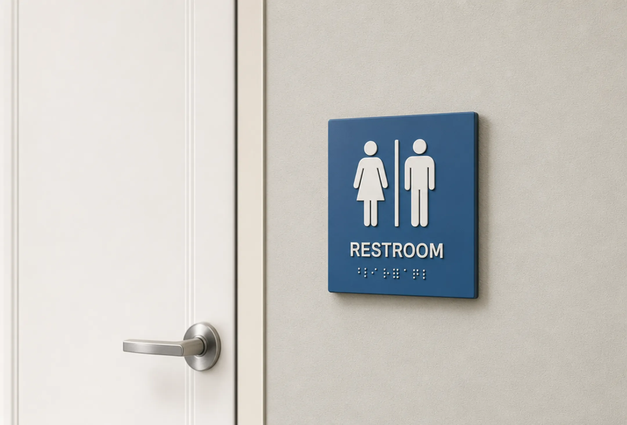 ADA compliant tactile room sign with raised characters and Braille