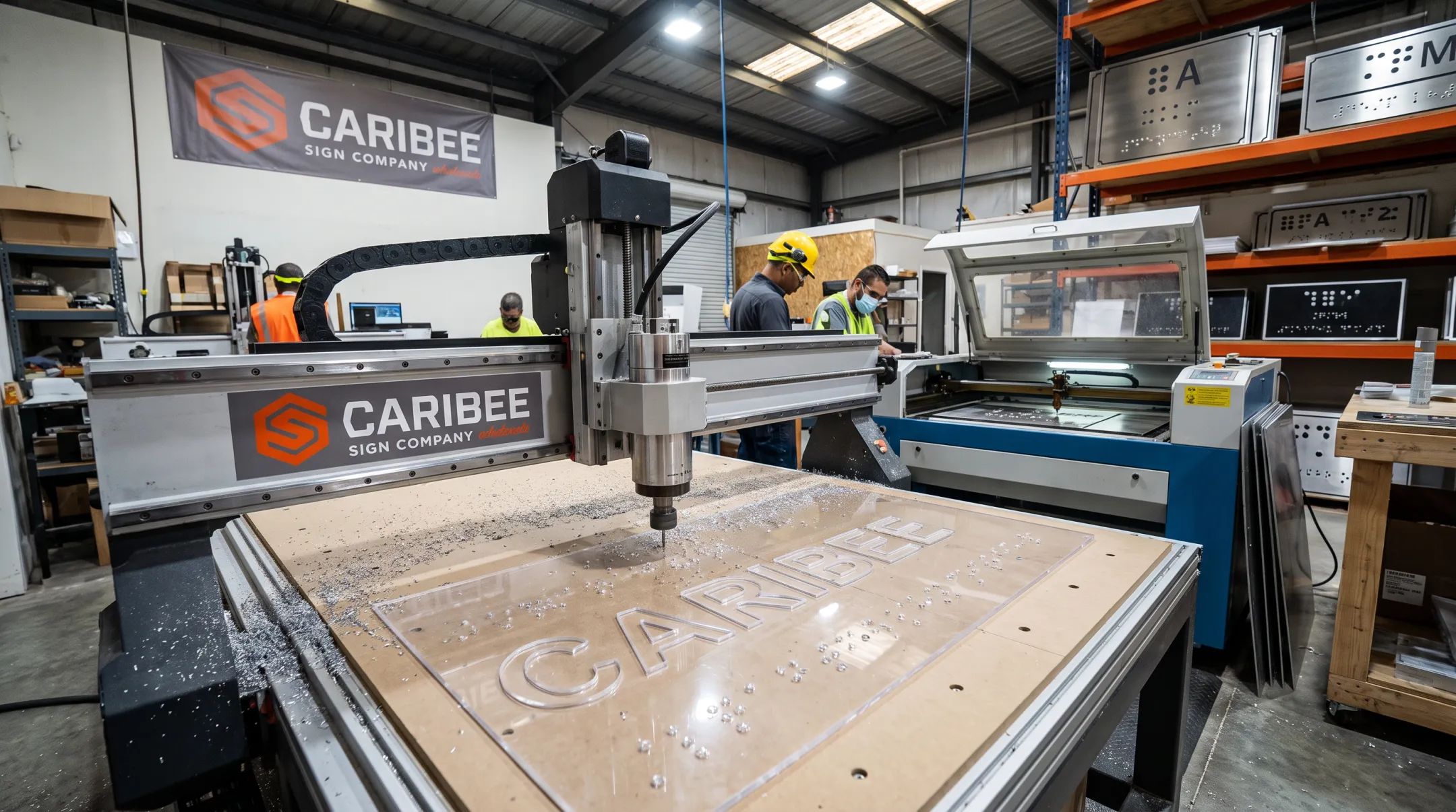 CNC routing and laser engraving production of Braille tactile signage