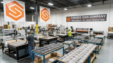 Caribee Sign production facility manufacturing ADA compliant tactile Braille signage