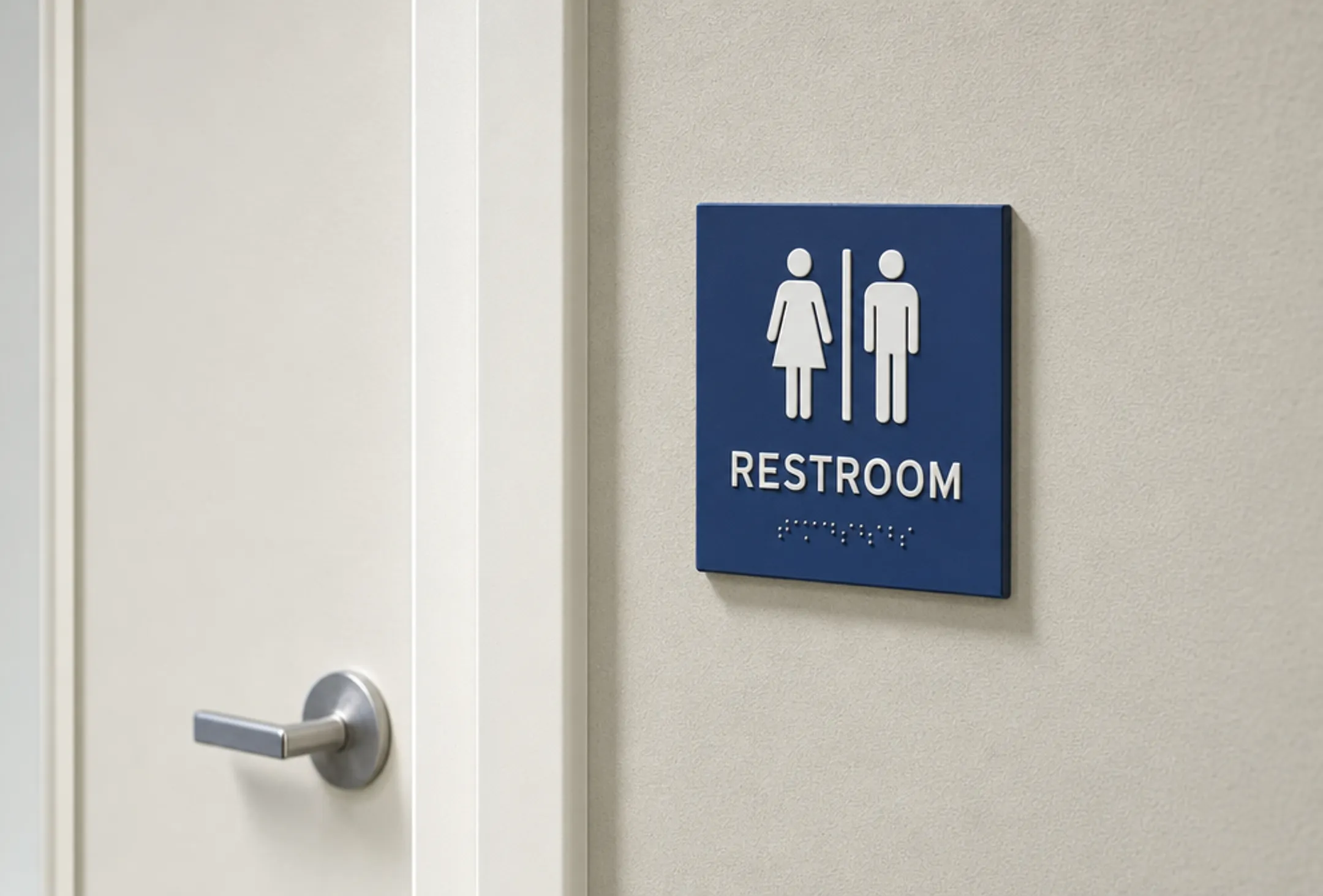 ADA-compliant room sign with raised lettering and Braille characters