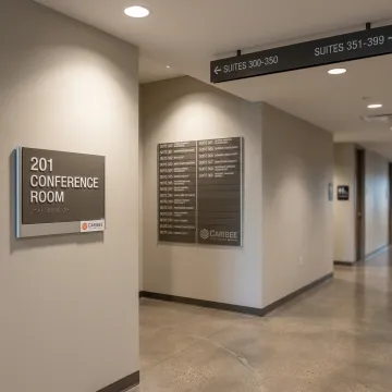 Custom wayfinding and ADA signs in a public building