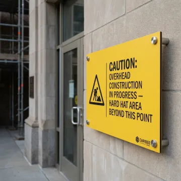 Campus falling objects warning sign