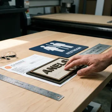 ADA sign samples on project table