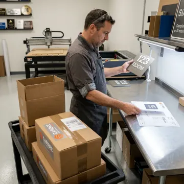 Specialist reviewing ADA signage order
