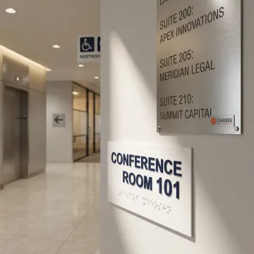 Custom ADA business signs in a commercial building