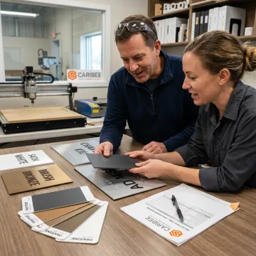 Team reviewing custom ADA signage plans