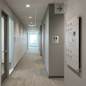 ADA and wayfinding signage in a commercial building