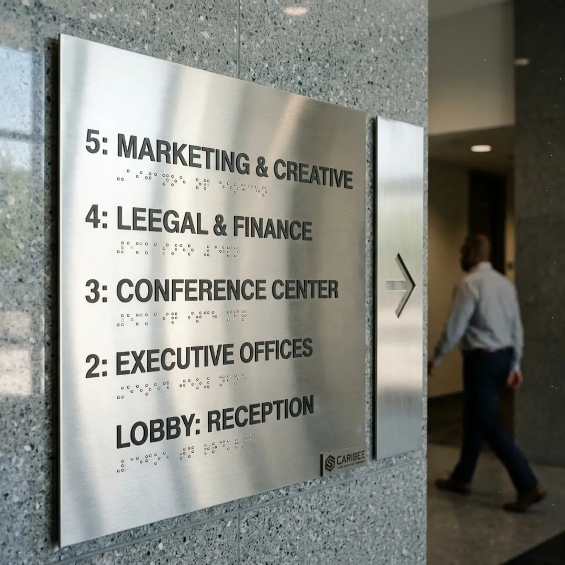 Corporate office wayfinding sign