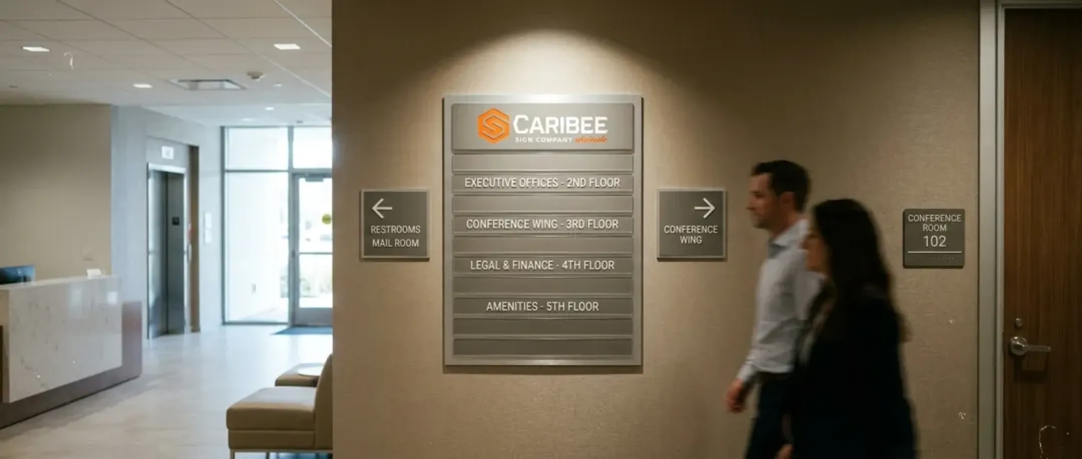 Corporate office wayfinding signage