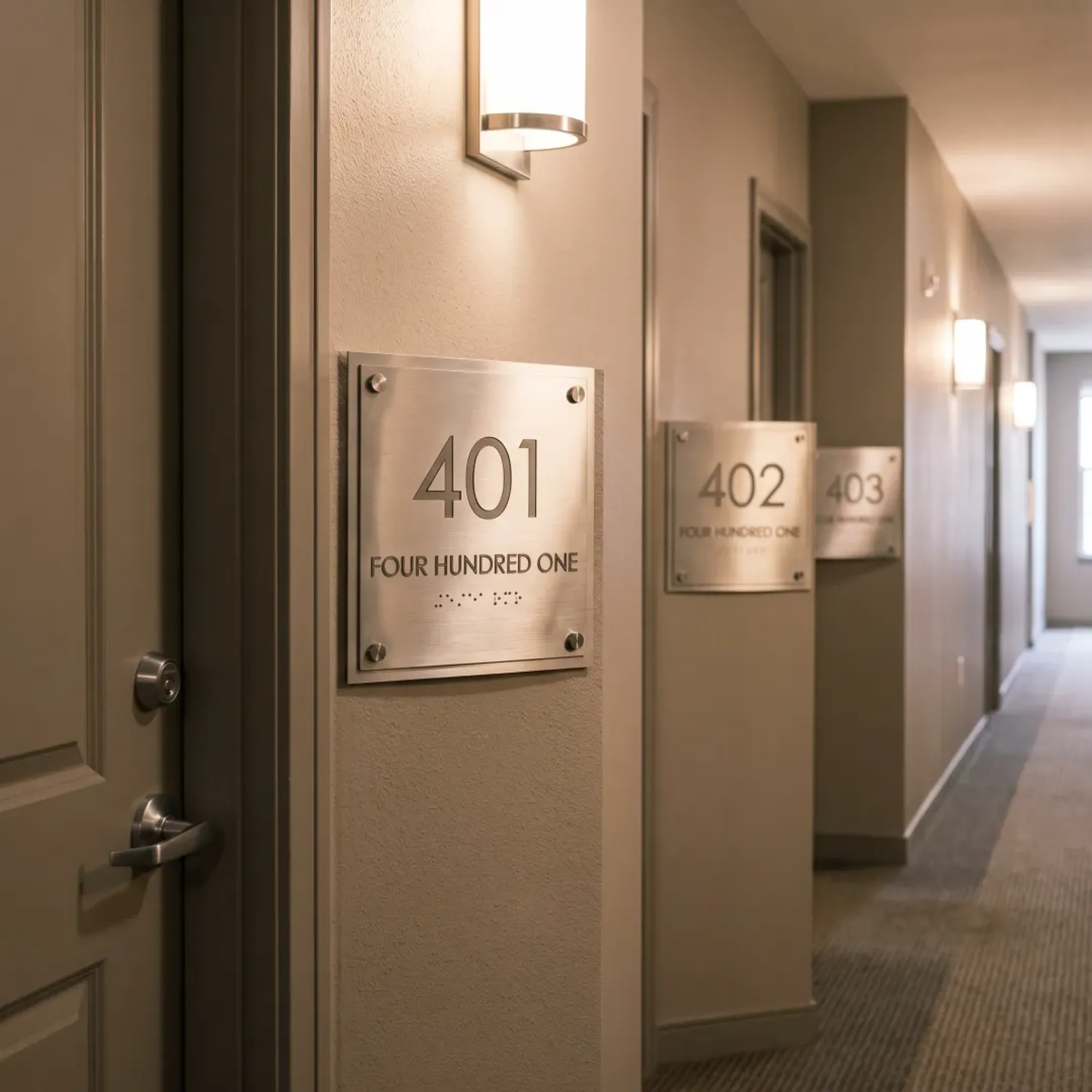 Multifamily Residential apartment door number signage