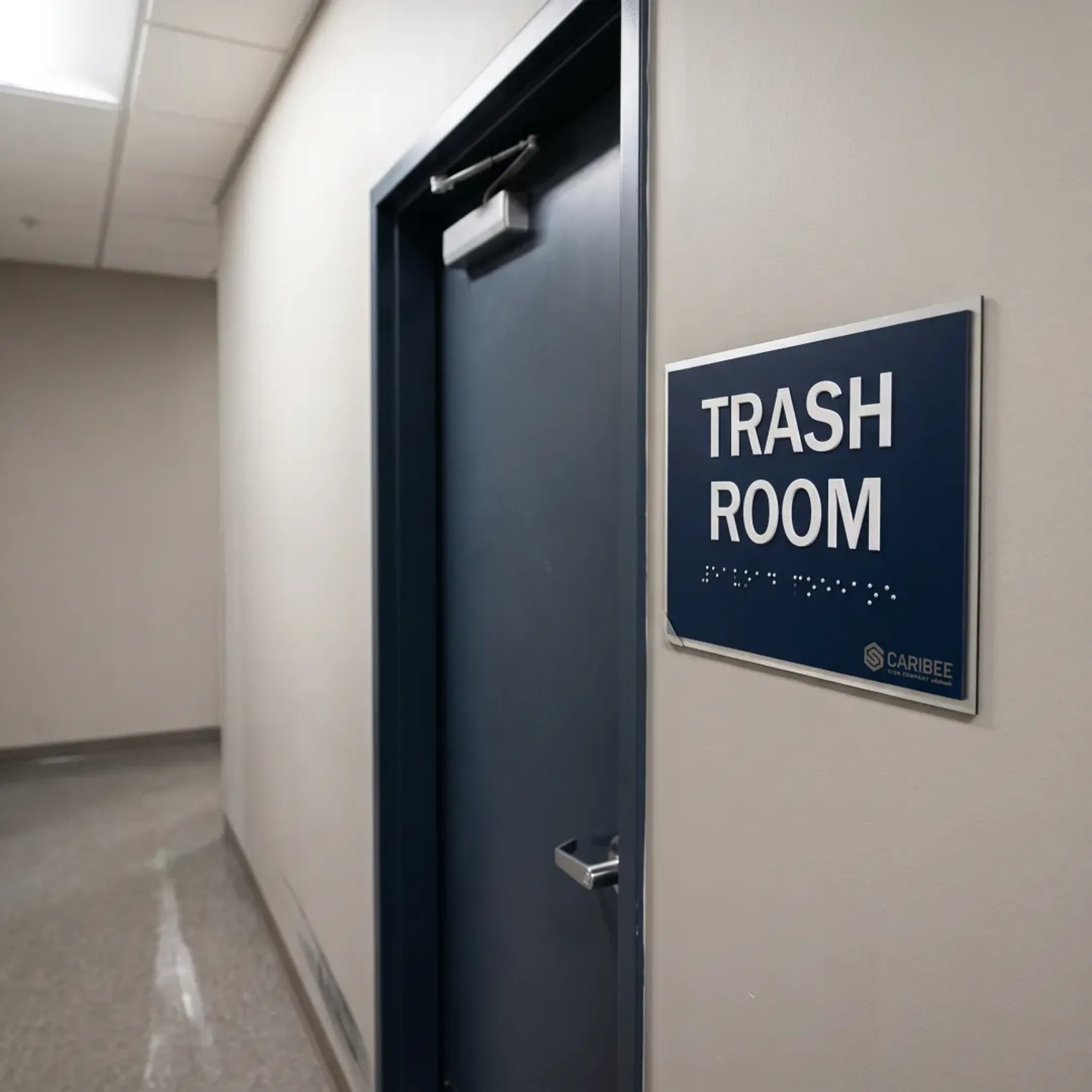 Commercial building trash room sign