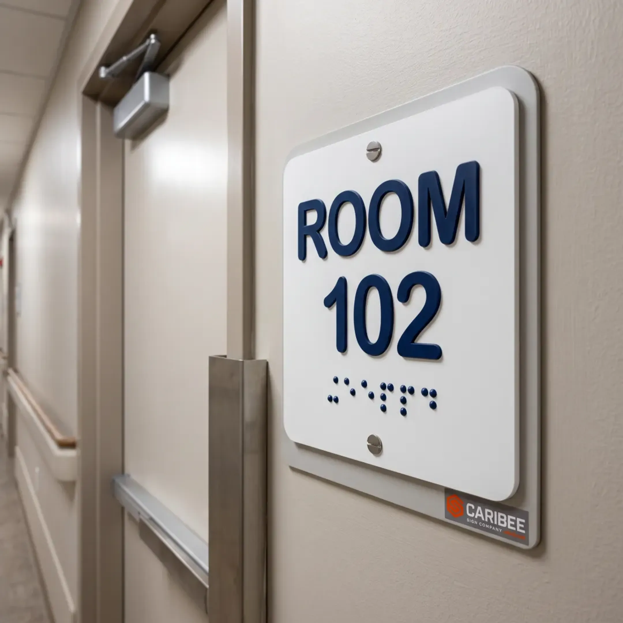 Healthcare facility room identification sign
