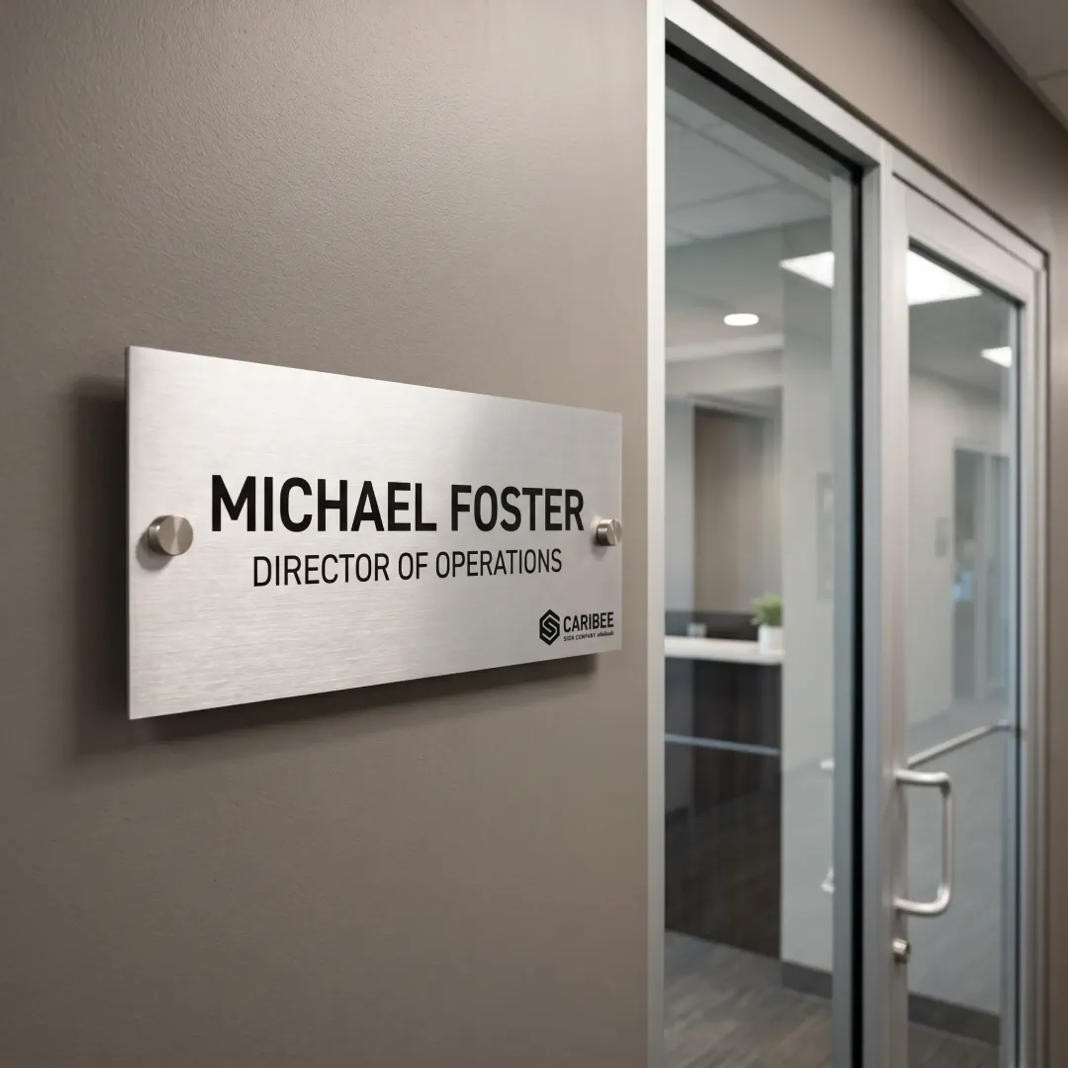 Corporate office door nameplate sign