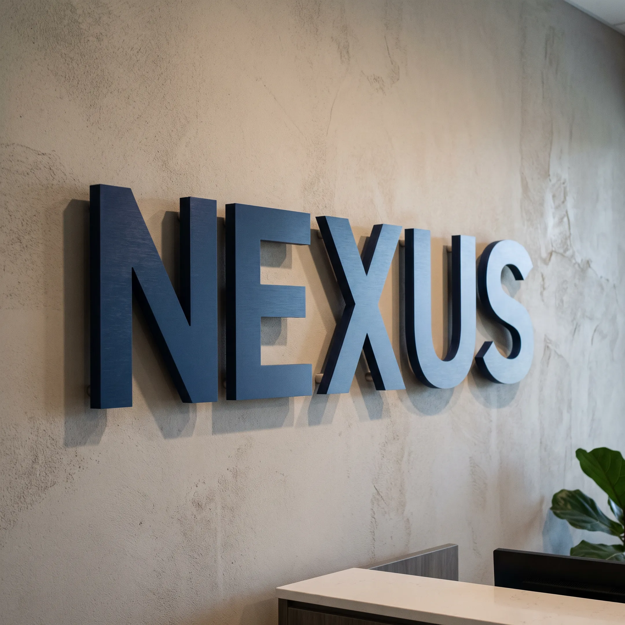 Acrylic letters adding depth to a branded wall