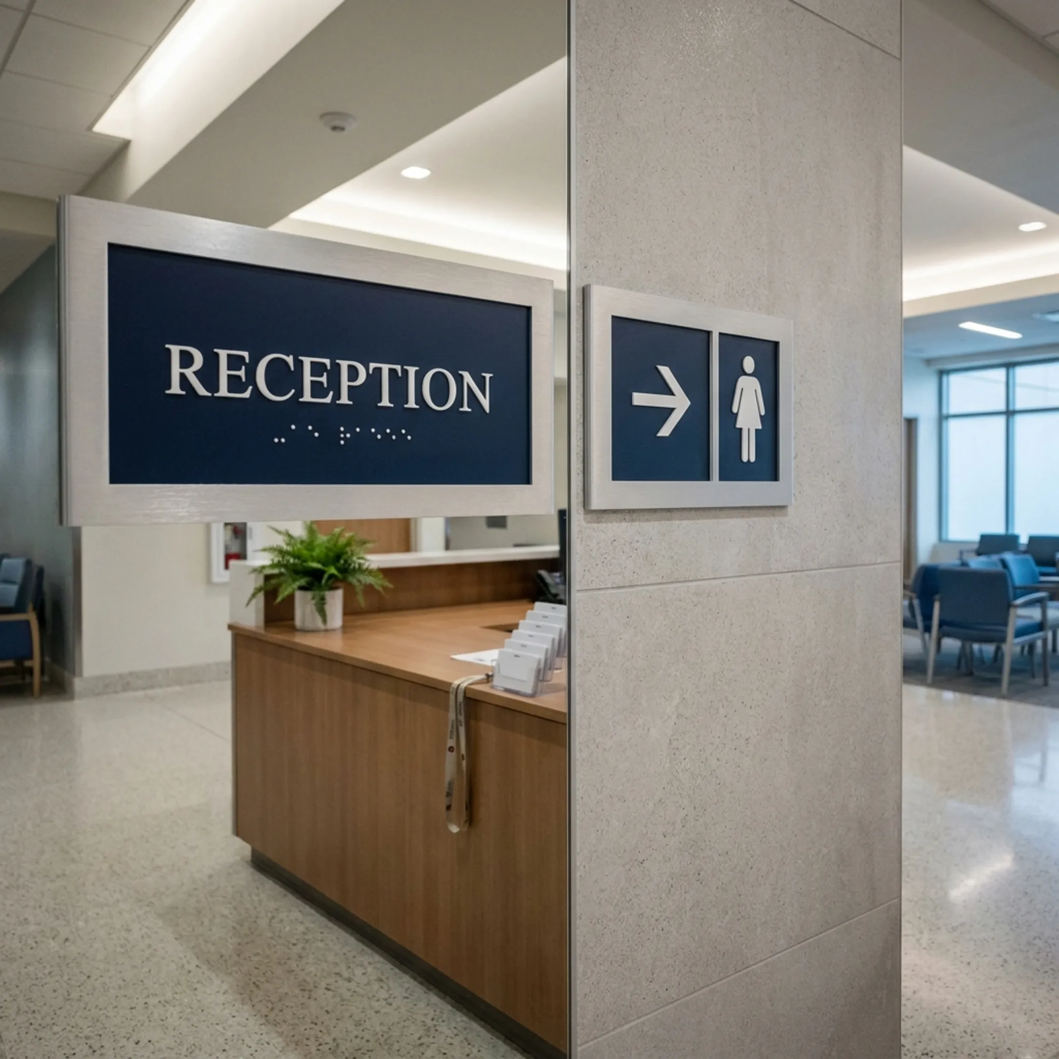 Healthcare facility reception sign