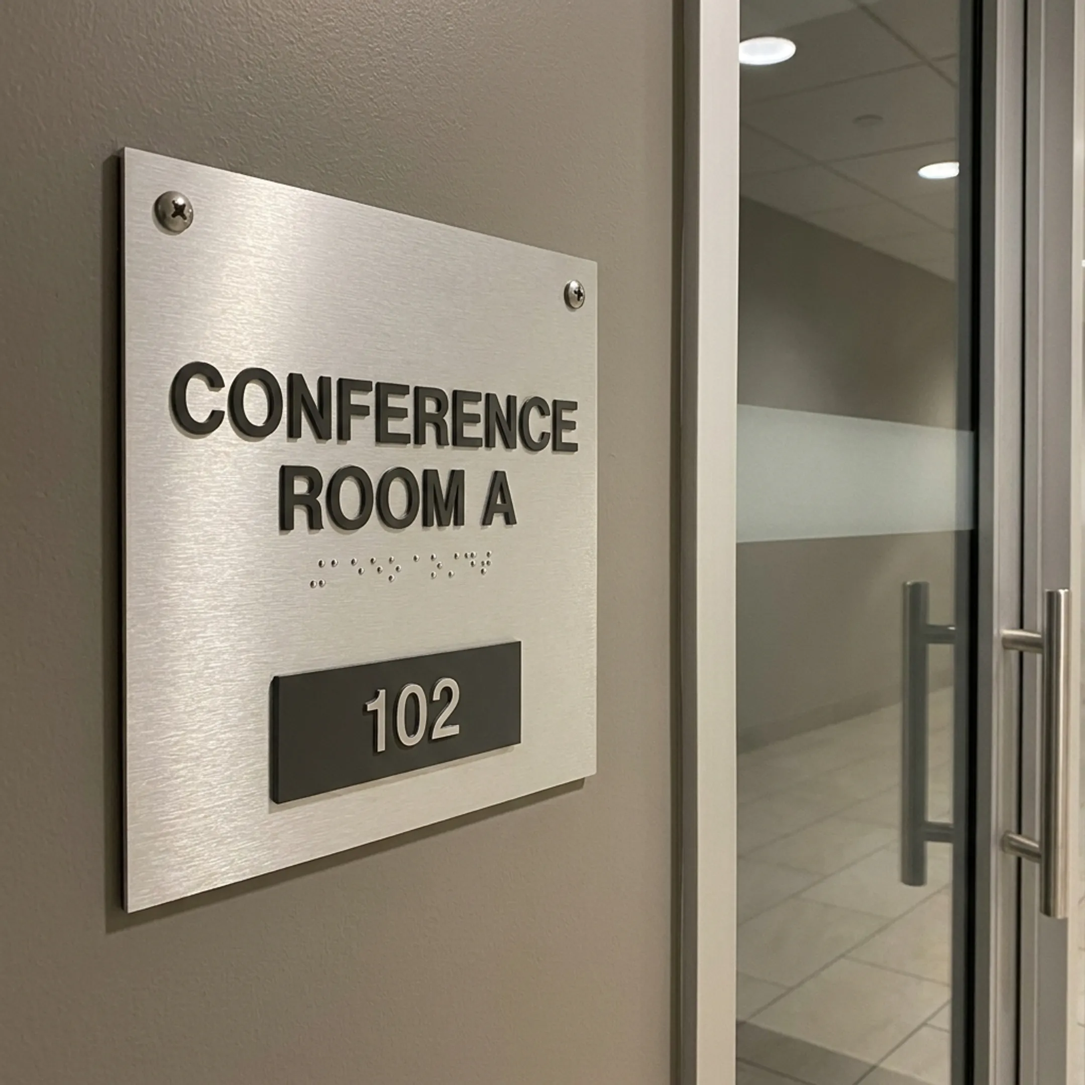 Corporate office room signage