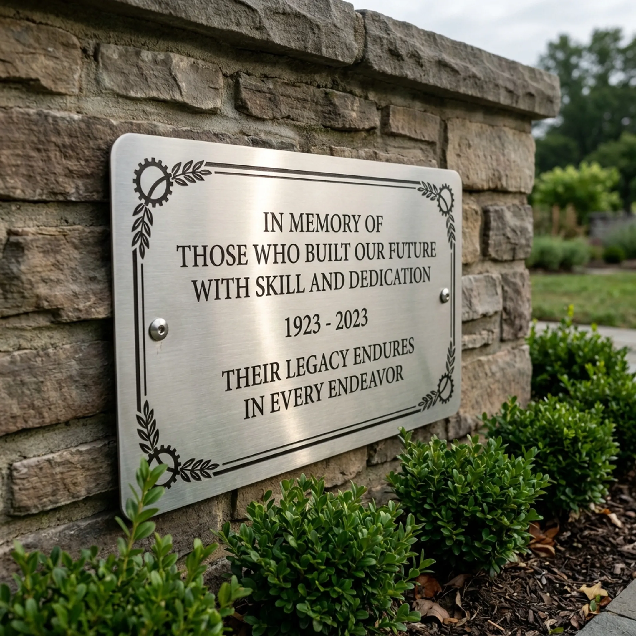 Memorial dedication plaque