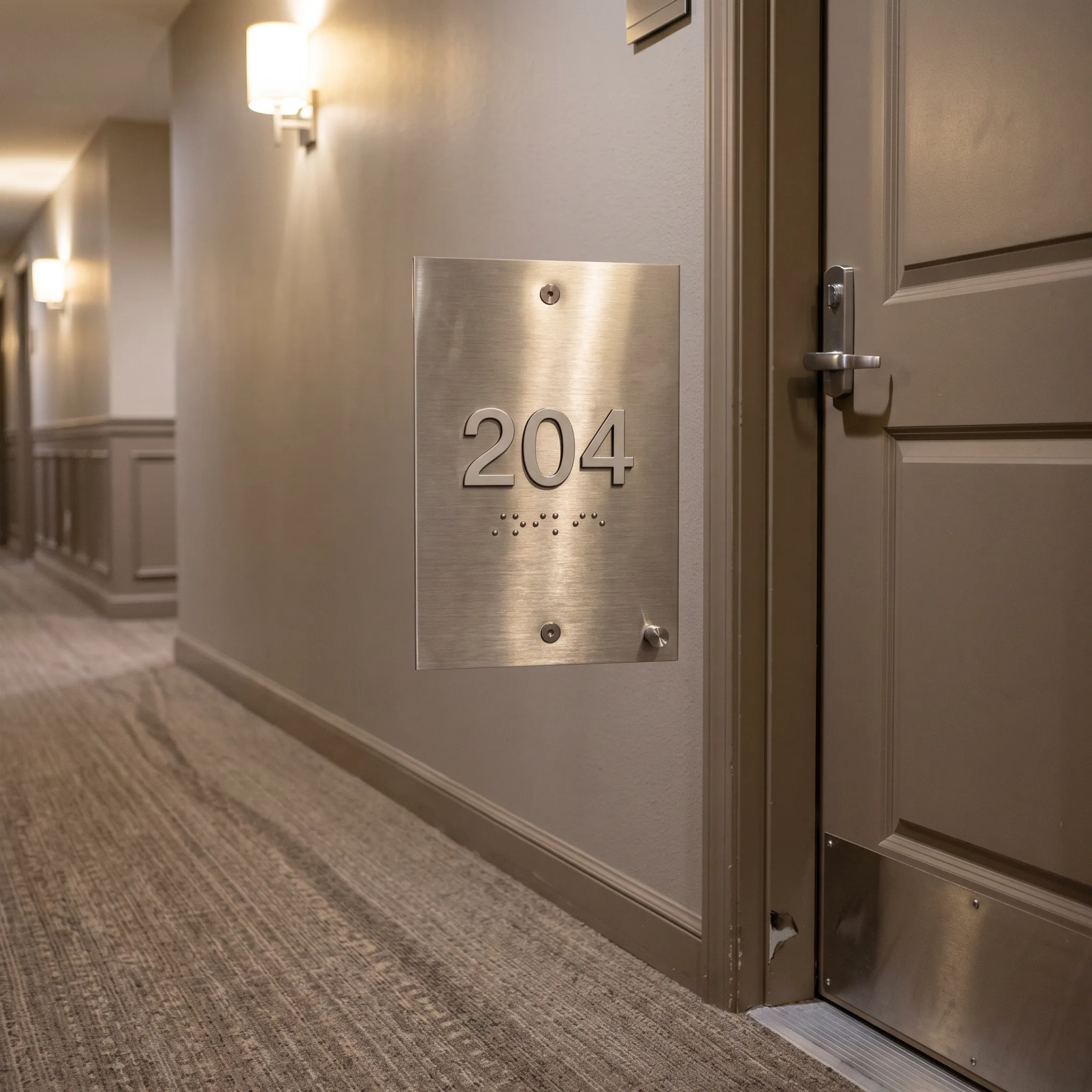 Hotel room identification sign