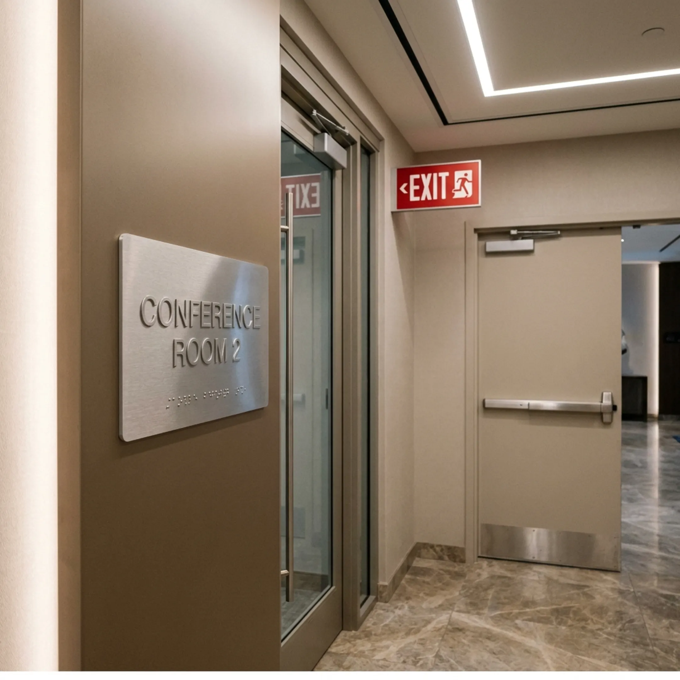 Hospitality entrance and exit signage