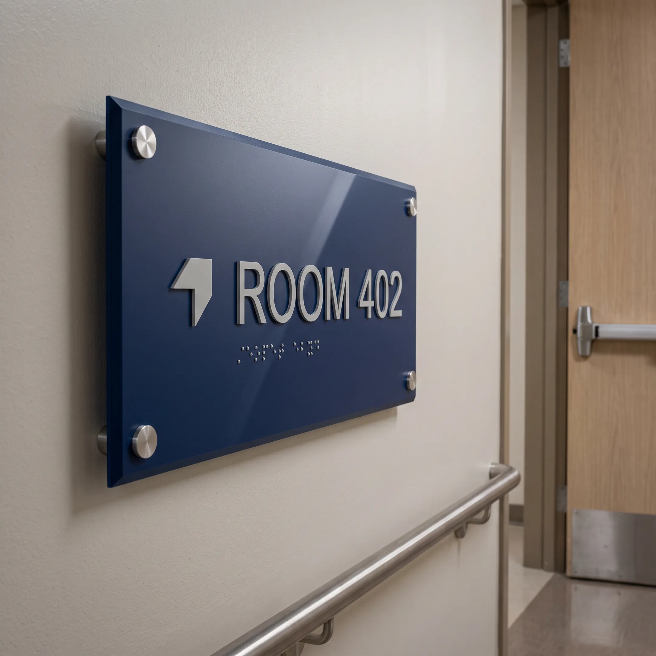 Healthcare facility acrylic standoff sign