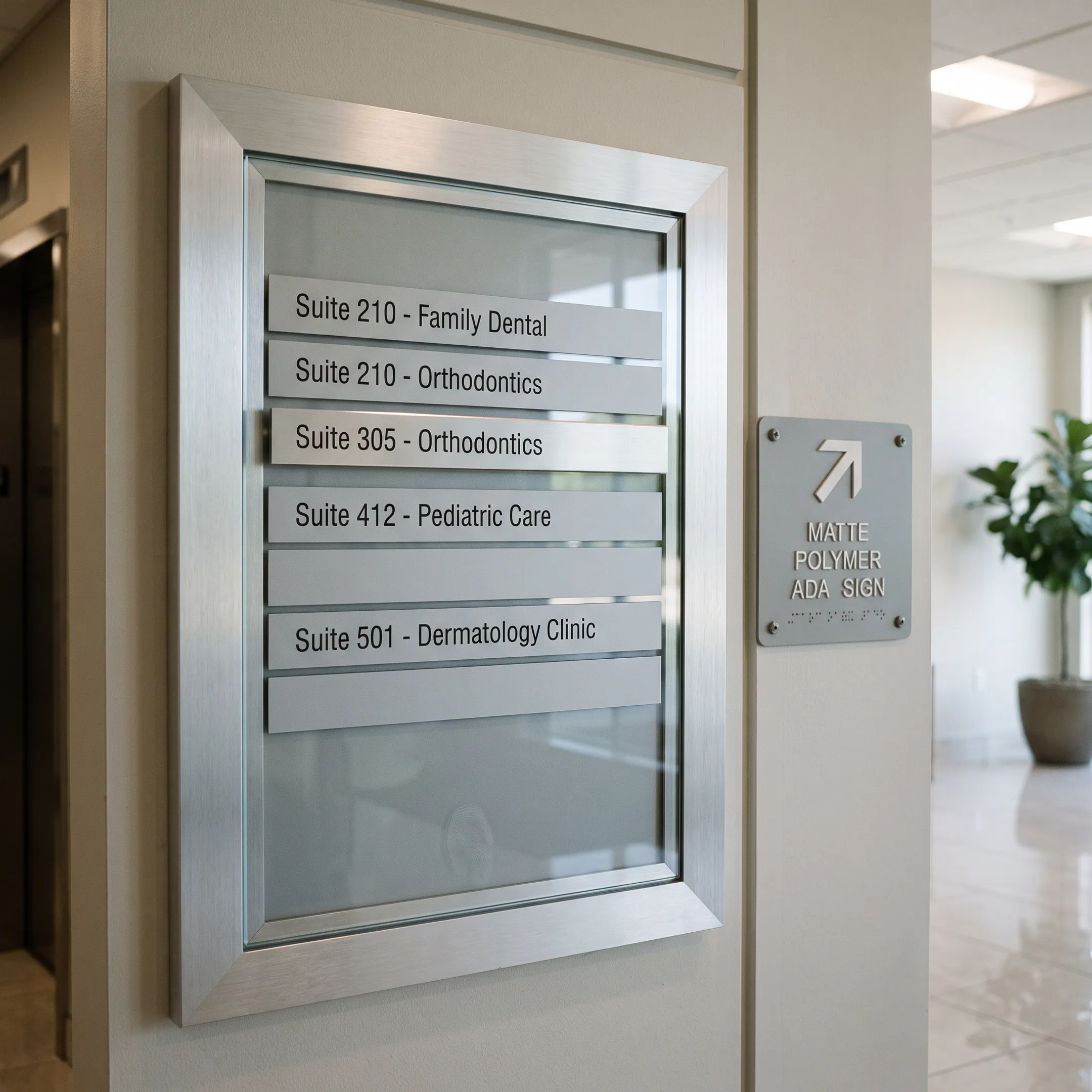Commercial office building directory sign