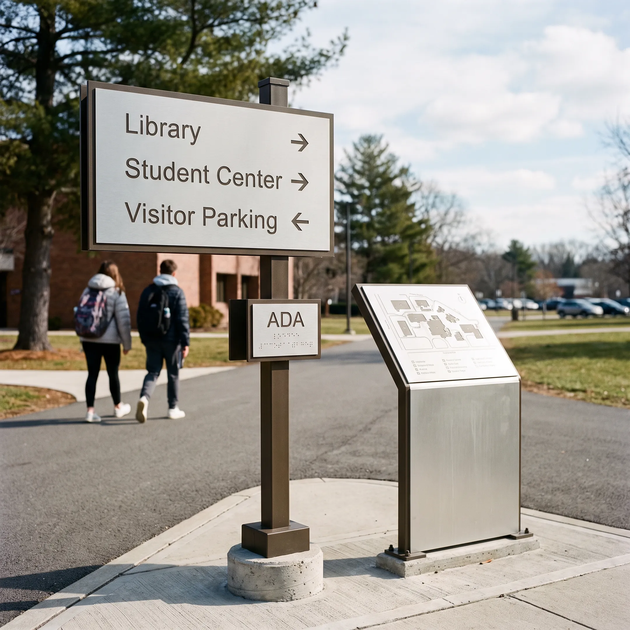 Educational campus road sign boards