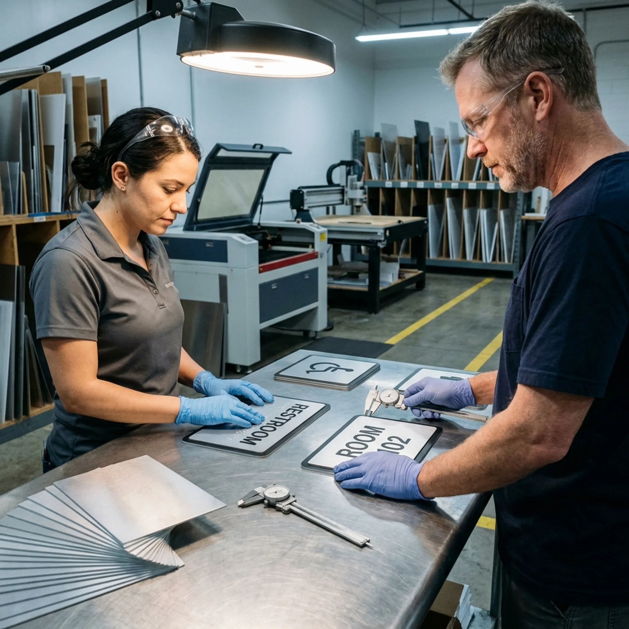 Custom wholesale signs in a modern fabrication facility