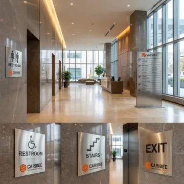 Custom ADA signage in a Houston building lobby