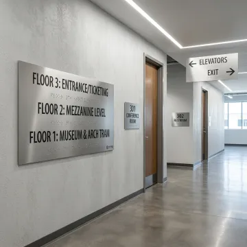 Custom ADA and wayfinding signs in a commercial building
