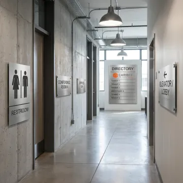 Custom ADA signage in commercial hallway