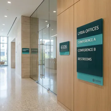 Custom ADA signs in a Chicago office lobby