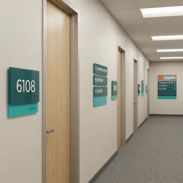Custom ADA and wayfinding signs in a commercial building