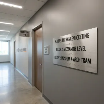 ADA compliant signs in commercial hallway