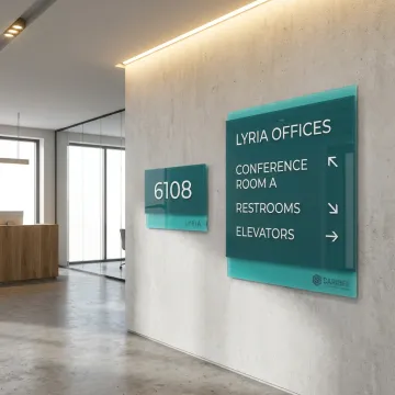 Custom ADA signage and wayfinding signs in a commercial interior