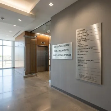ADA signage and wayfinding in a commercial building