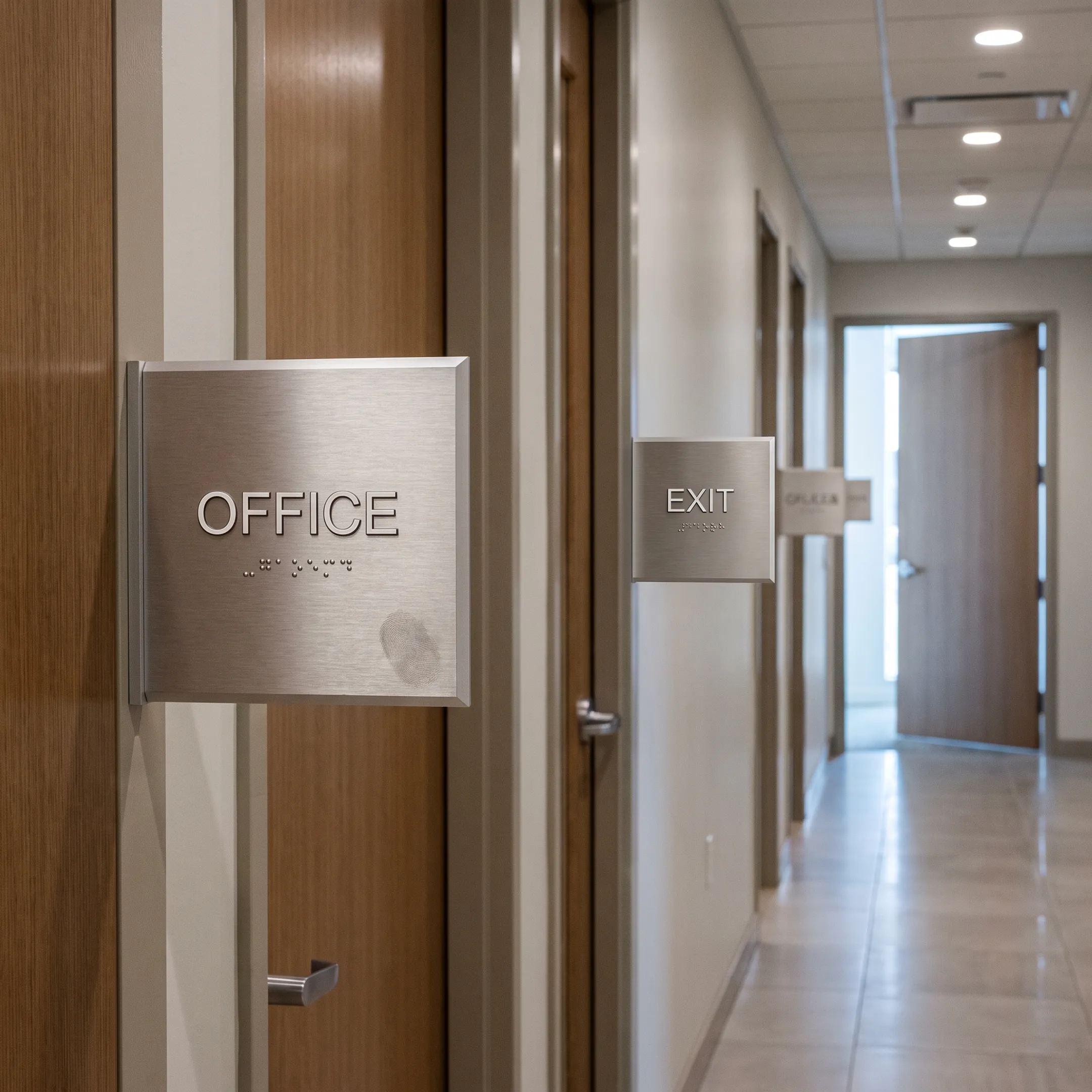 Tactile Braille signs installed in a facility