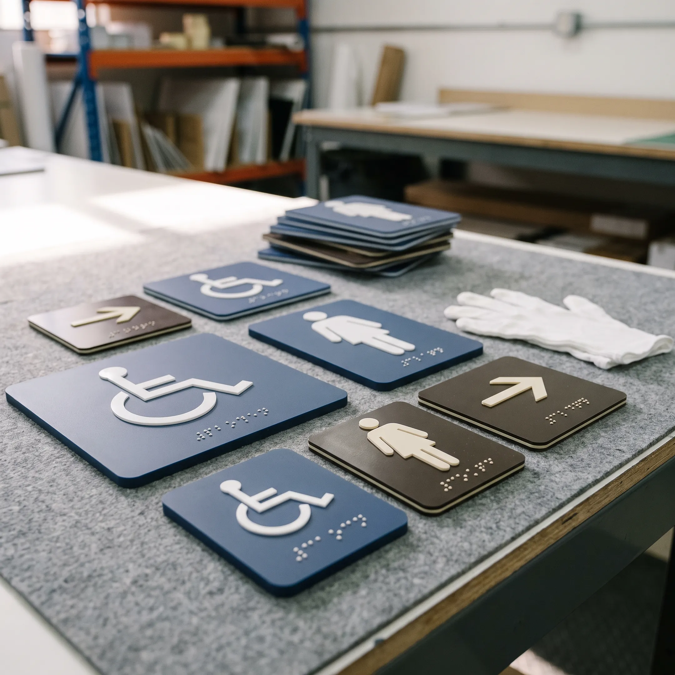 Tactile ADA signs ready for fulfillment