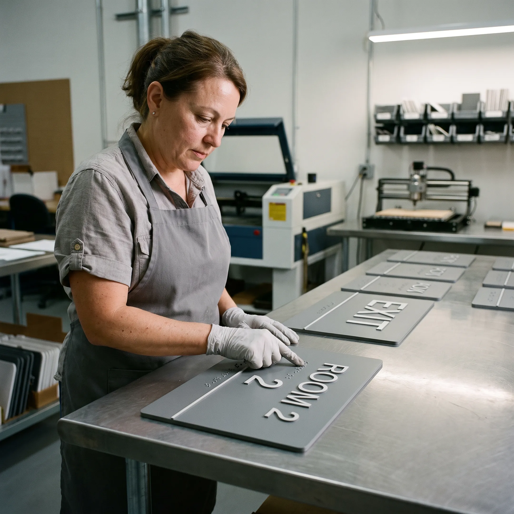 Tactile ADA signs prepared for fulfillment
