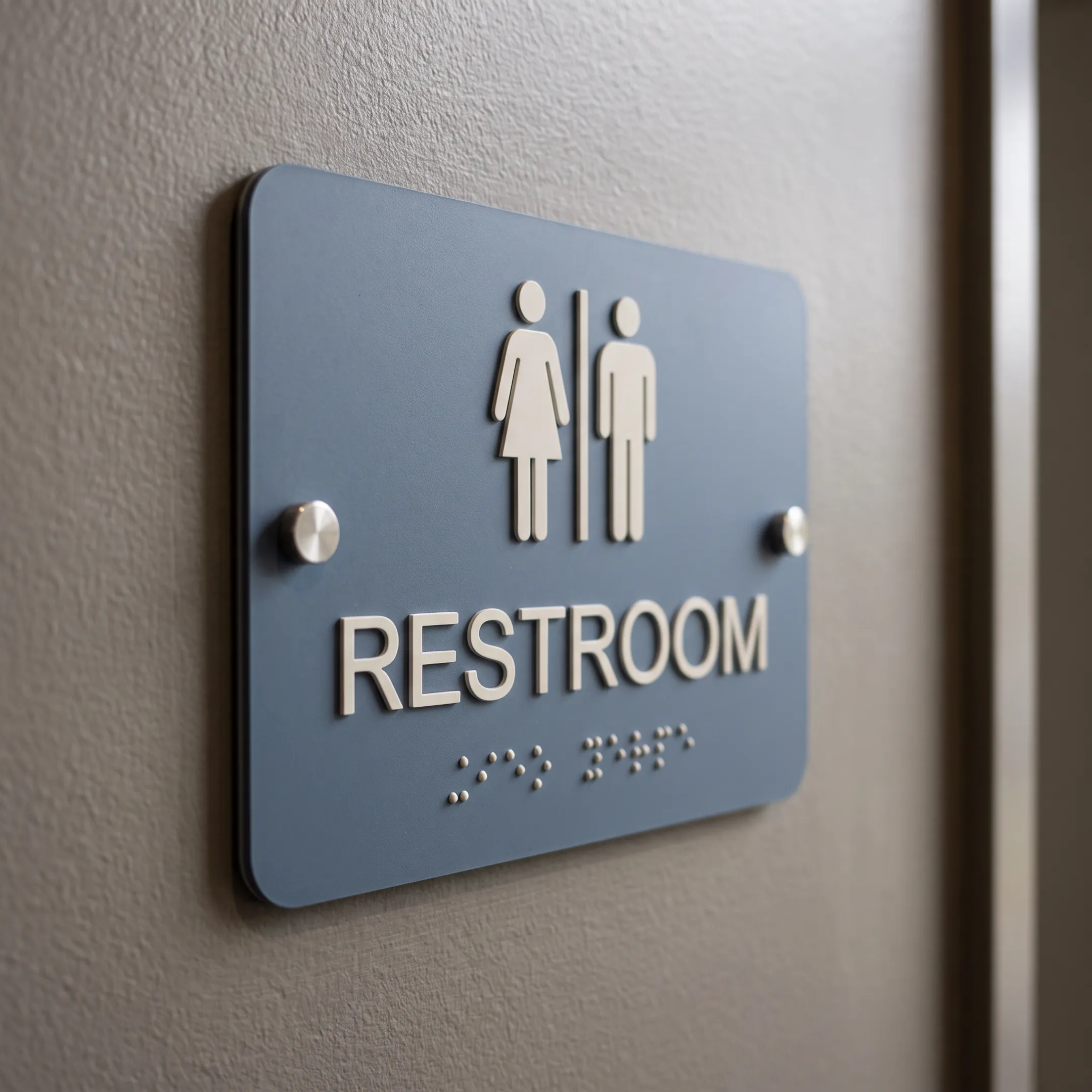 ADA tactile restroom sign with Braille