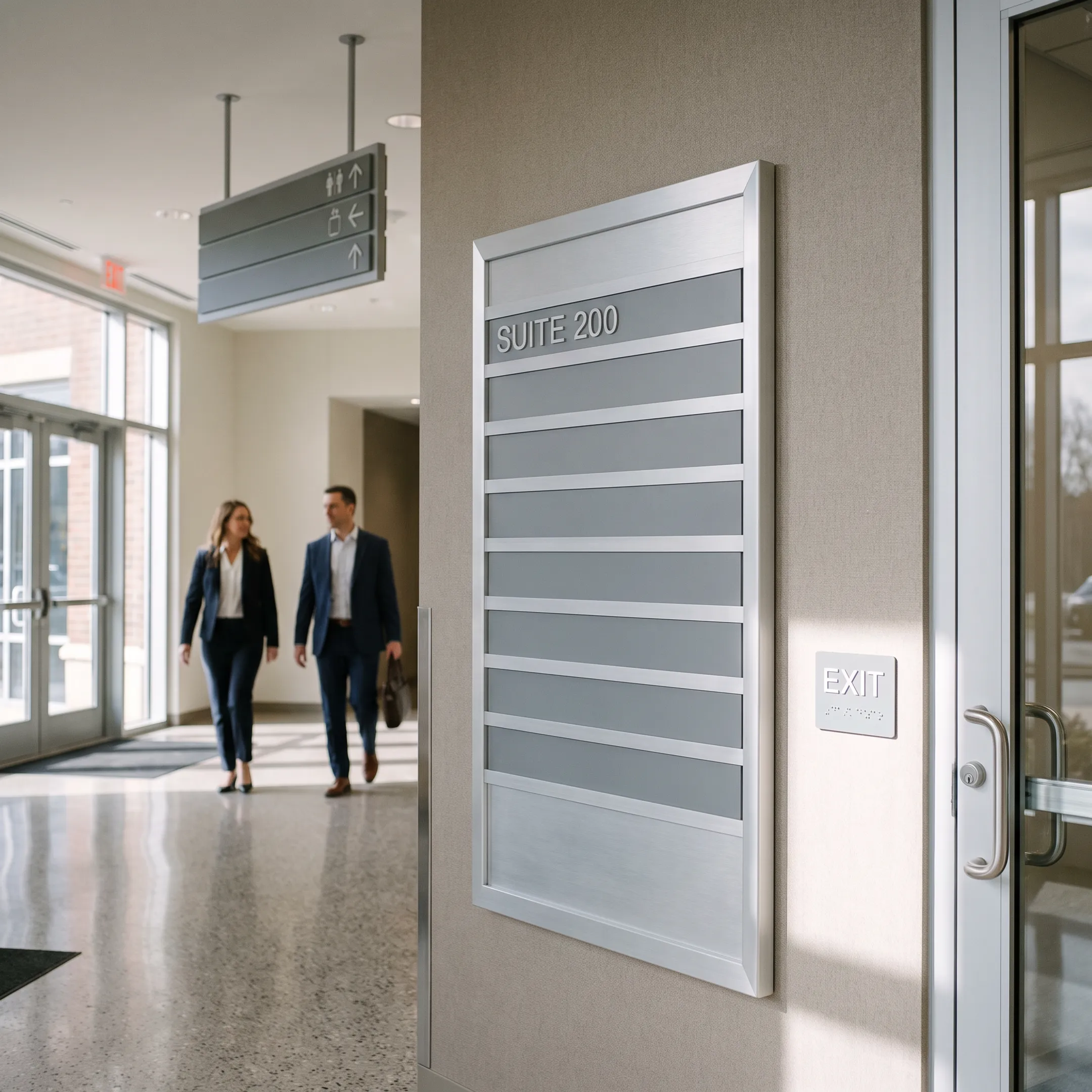 Clear directional and directory signage in a commercial facility