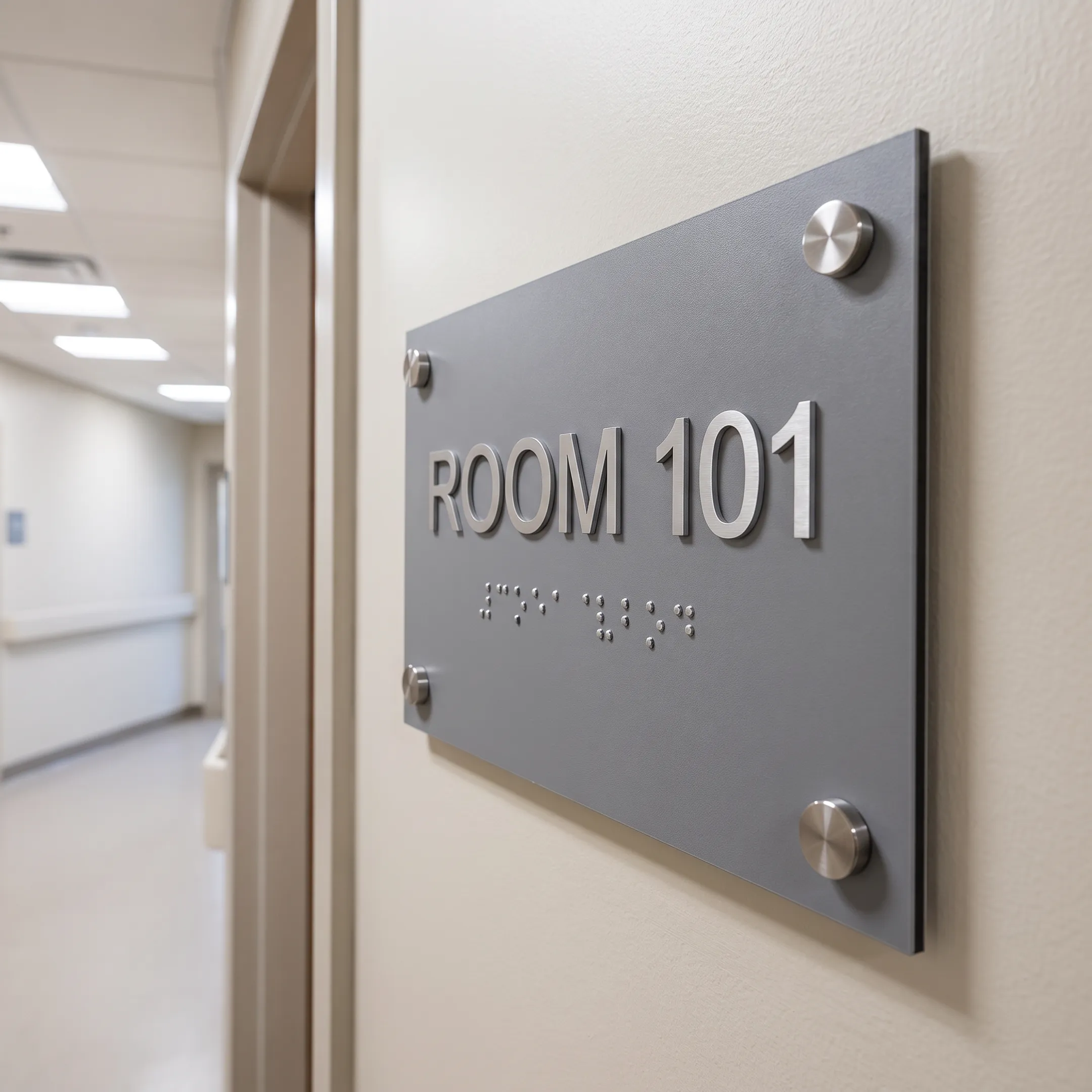 Tactile Braille healthcare room identification sign