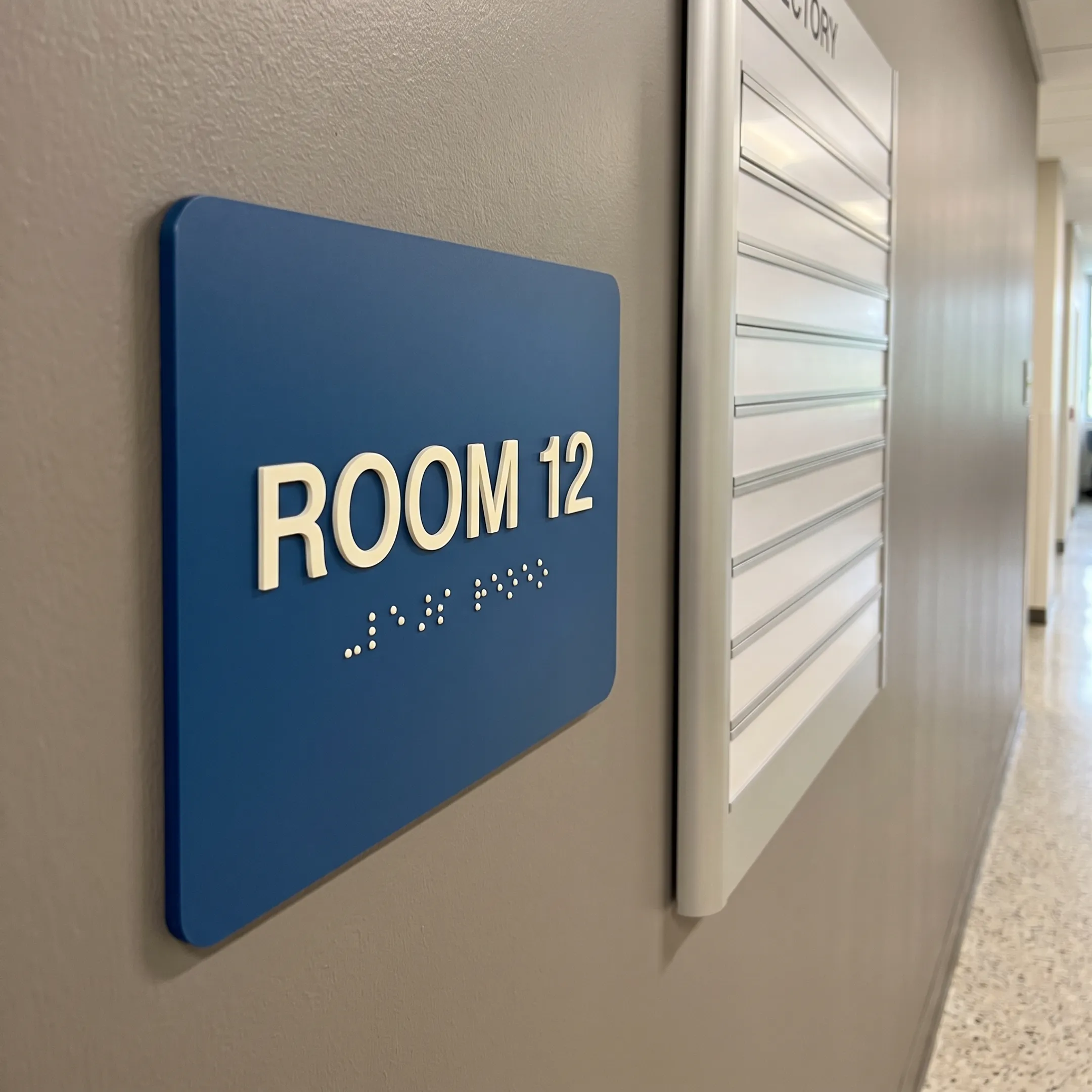 ADA classroom sign and school wayfinding panel