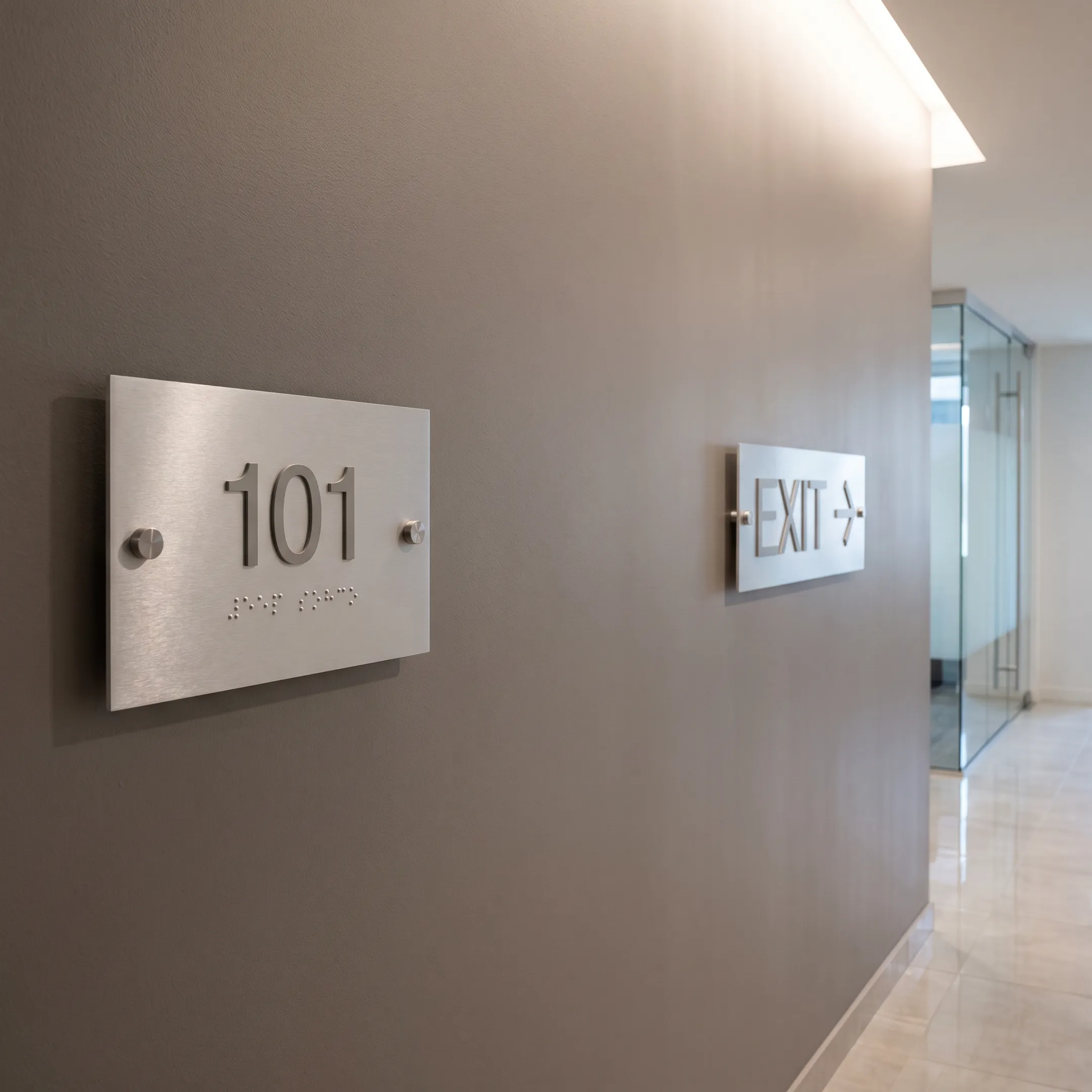 Reception logo sign with coordinated interior signage