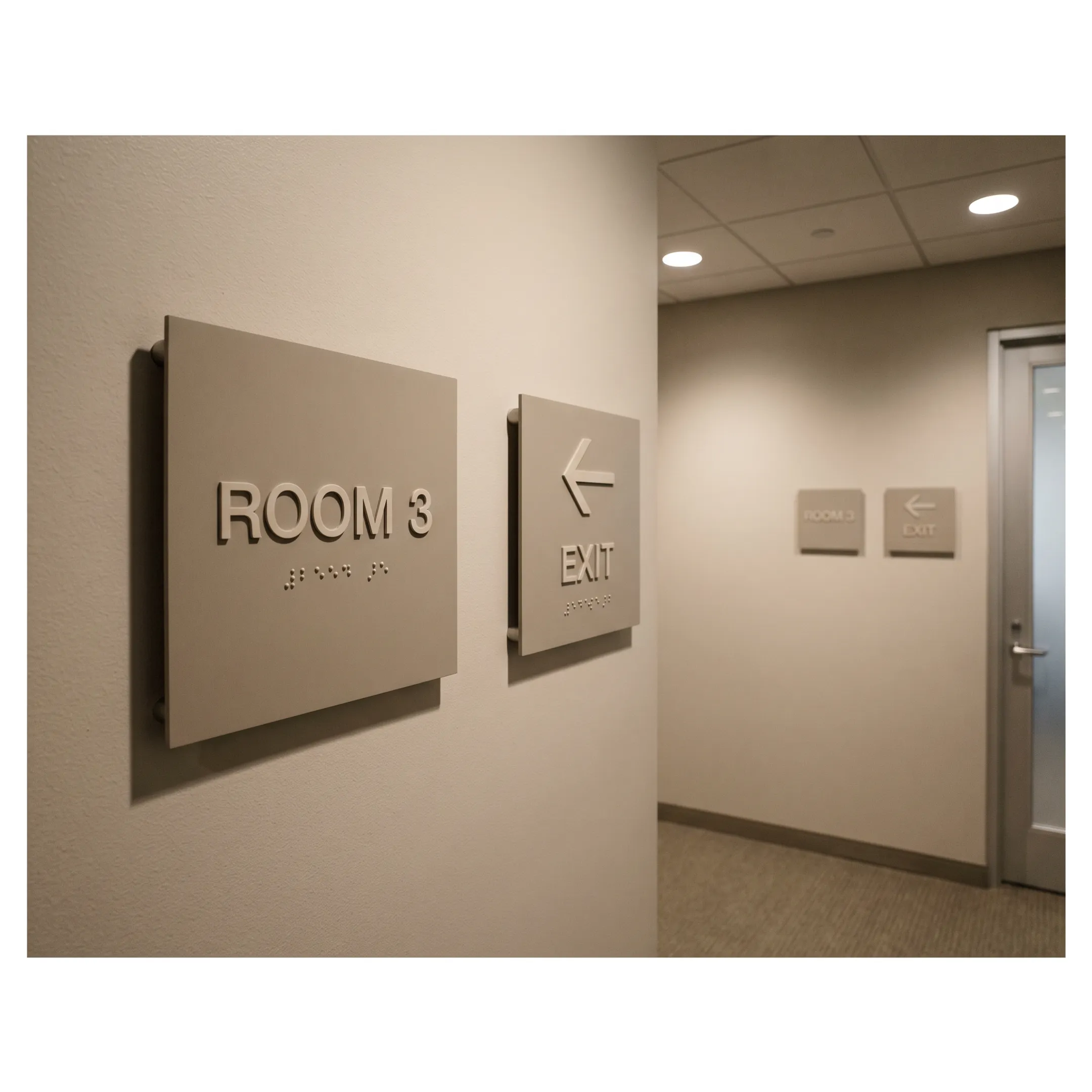 Raised letter signage with matching ADA signs